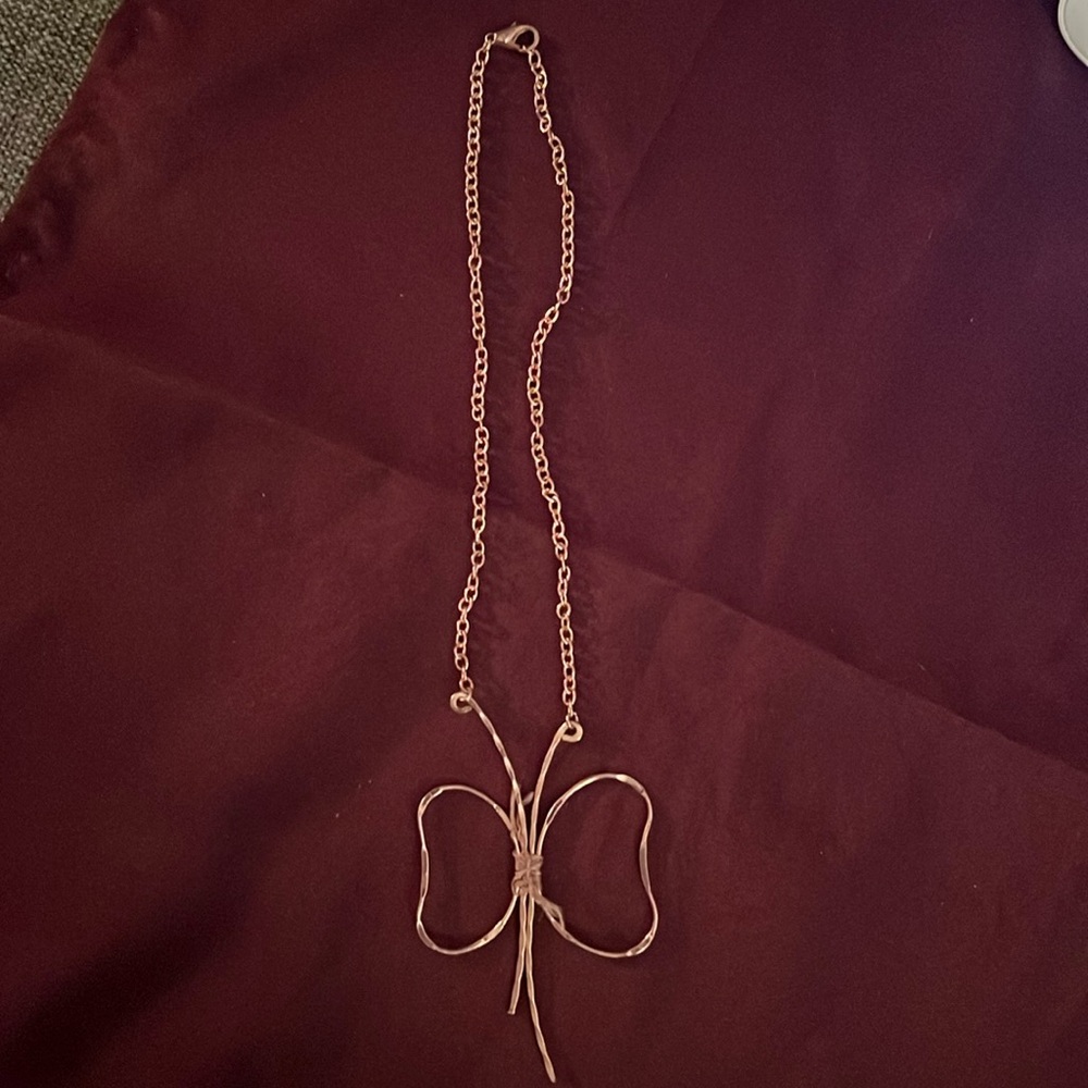 Copper Homemade Butterfly Chain Necklace